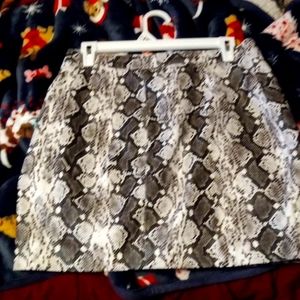 L Pleather Snakeskin Skirt